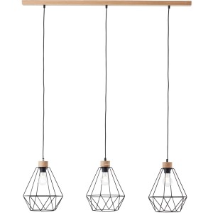 Brilliant Pendelleuchte Drewno, 3-flammig, Eiche/Schwarz. Hängelampe aus Holz und Metall im modernen Design.