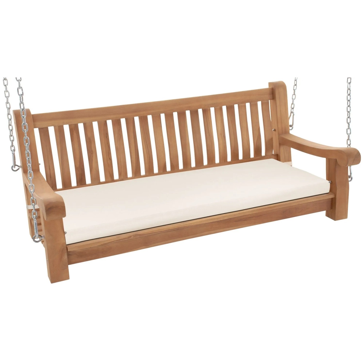 DELUKE Schaukelbank MUVER Holz Creme 150x70x62cm Hängebank Gartenschaukel Zum Aufhängen Veranda-Schaukel