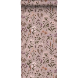 Sanders & Sanders Tapete Feldblumen Altrosa 50 x 900 cm