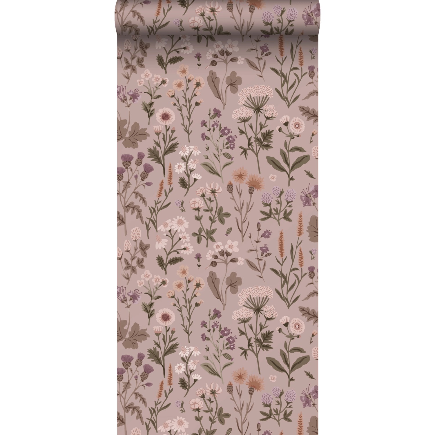 Sanders & Sanders Tapete Feldblumen Altrosa 50 x 900 cm günstig online kaufen