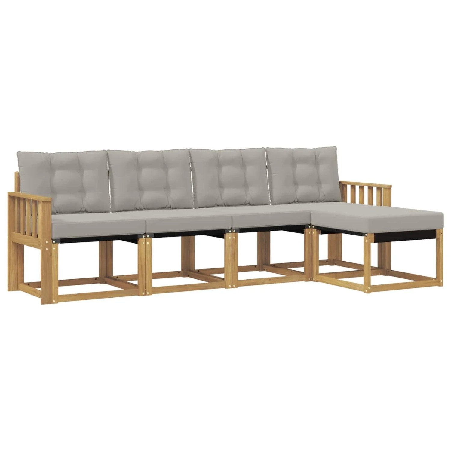 vidaXL Outdoor-Sofagarnitur mit Kissen 5-Tlg Weiß und Hellgrau 3389377