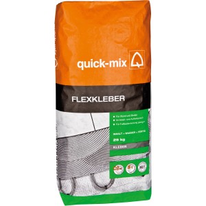 Flexkleber Sack, 25 kg, geeignet für Wand, Boden, Innen- und Außenbereich. Fliesenkleber von Quick-Mix.