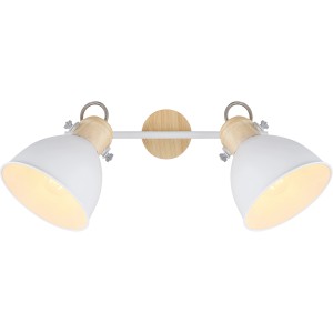 Globo Spot 2er Wiho, weißer Deckenstrahler mit Holzoptik für den Innenbereich.