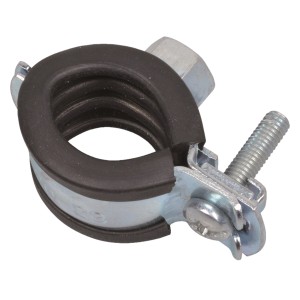 Rohrschelle 12-14 mm mit M8 Gewinde für Rohre 13,2 mm (1/4), mit Dämmung.