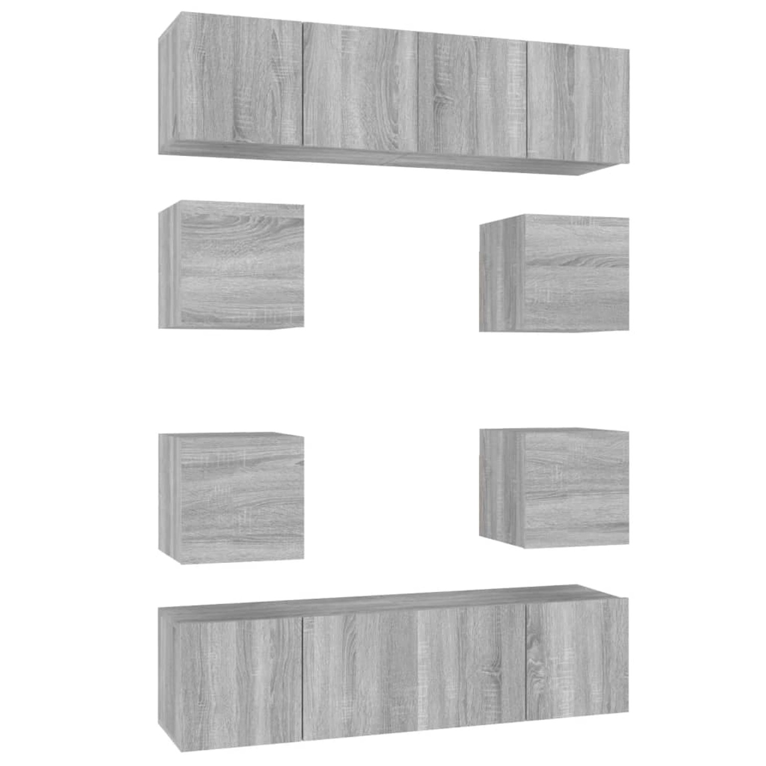 vidaXL 8-Tlg TV-Schrank-Set Grau Sonoma Holzwerkstoff 3120213