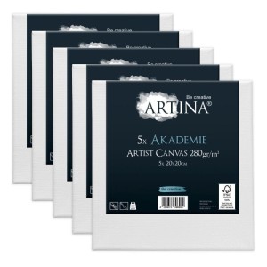 5er-Set Artina Akademie Keilrahmen, 20x20cm, ideal zum Malen und Gestalten.