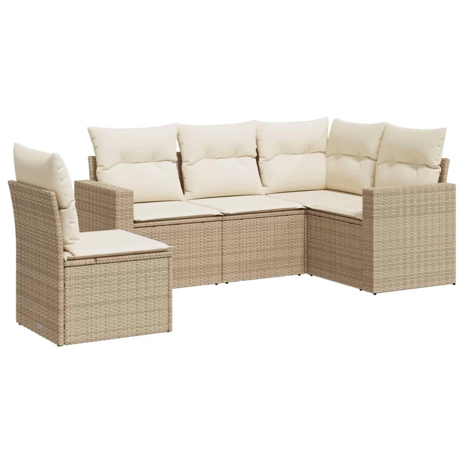 vidaXL 5-Tlg Garten-Sofagarnitur mit Kissen Beige Poly Rattan 3218958 günstig online kaufen