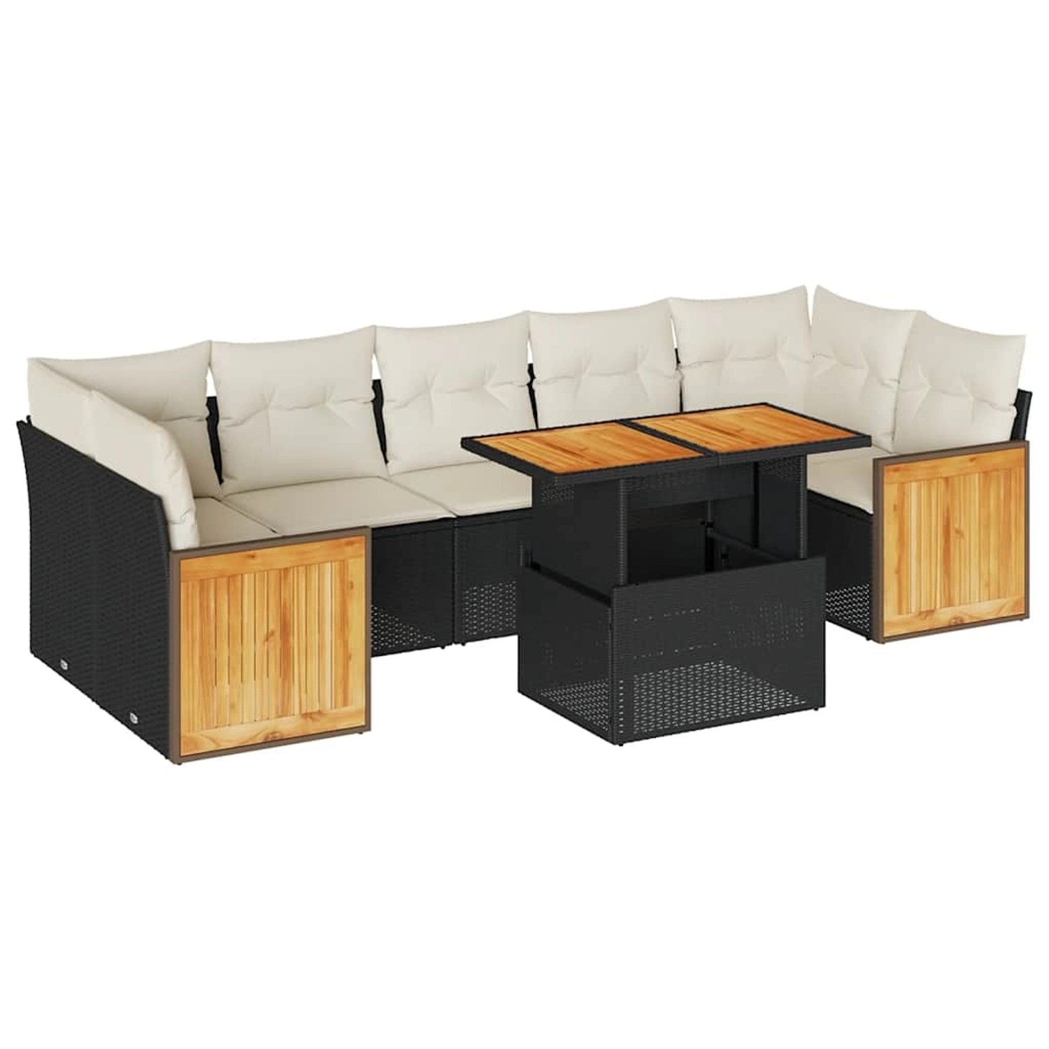 vidaXL 8-Tlg Garten-Sofagarnitur mit Kissen Schwarz Poly Rattan 3327682