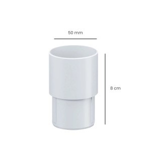 Weißer Inefa PVC Fallrohrverbinder DN 50, 8 cm hoch, für Dachrinnen. Stabile Verbindung.