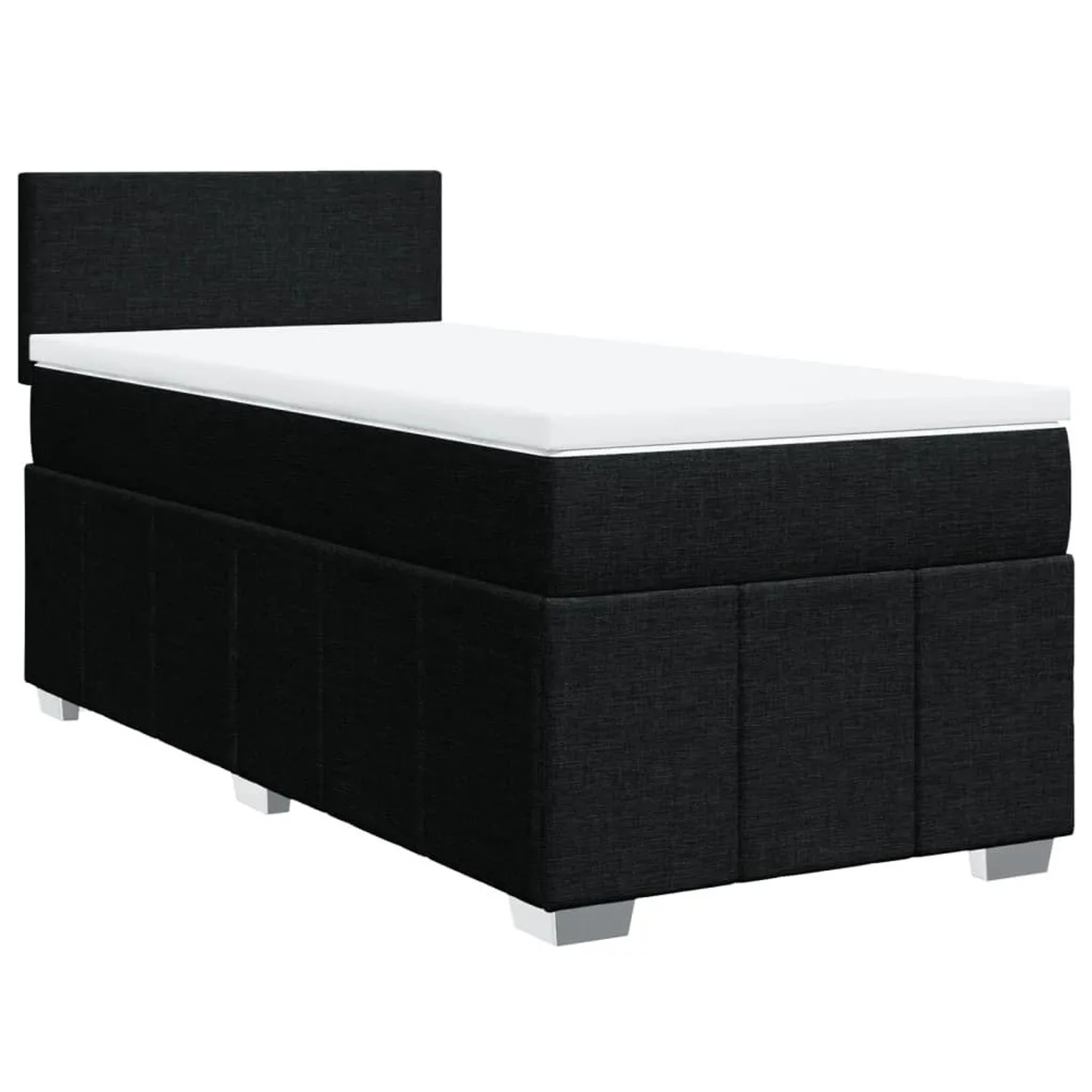 vidaXL Boxspringbett mit Matratze Schwarz 90x200 cm Stoff 3289246