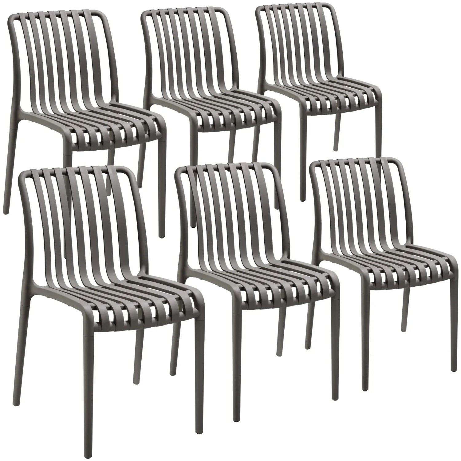 Tectake Gartenstühle Alcudia Wetterfest und Uv Beständig Platzsparend und Stapelbar 6Er Set 58 x 47 x 80 50 cm Anthrazit