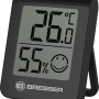 BRESSER Thermo-Hygrometer 3er-Set, schwarz, zeigt Temperatur 26°C und Luftfeuchte 55% mit Smiley.