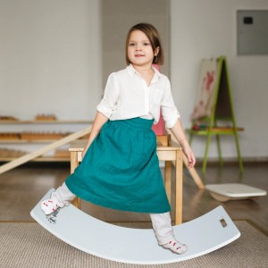 CCLIFE Holz Balance Board Wackelbrett Kinder Baby3 Jahre mit EVA Matte Montessori Spielzeug 85x30cm Weiß