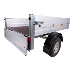 Stema Mini 350 Quad- und PKW-Anhänger mit offener Rückwand und rutschfestem Boden.