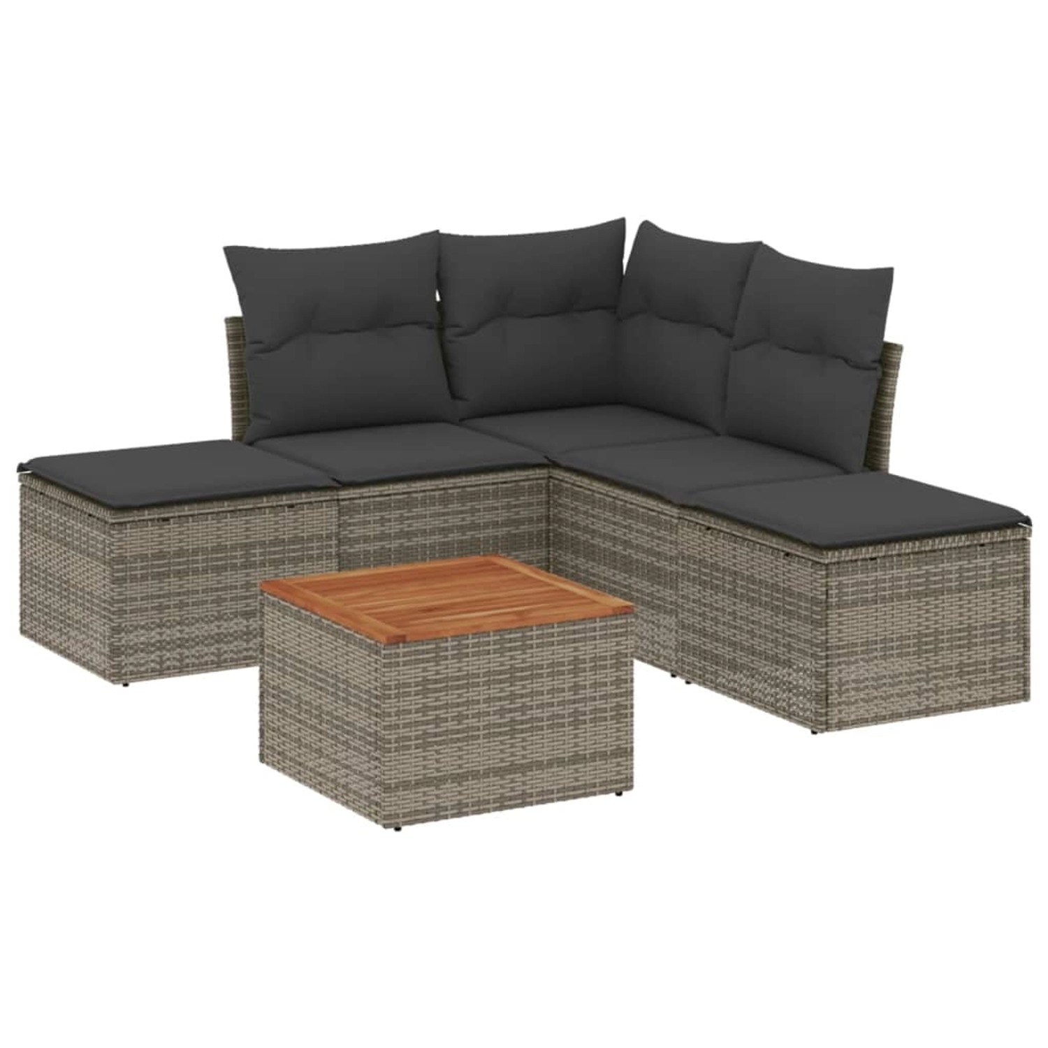 vidaXL 6-Tlg Garten-Sofagarnitur mit Kissen Grau Poly Rattan 3256004 günstig online kaufen