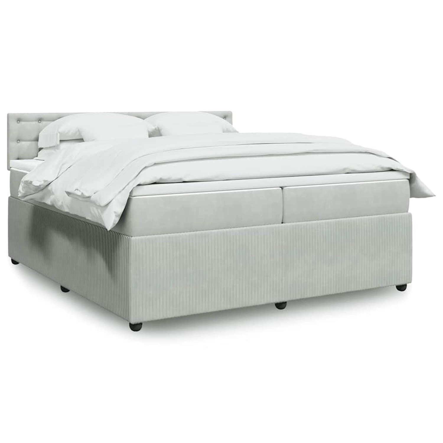 vidaXL Boxspringbett mit Matratze Hellgrau 200x200 cm Samt 3290142 günstig online kaufen