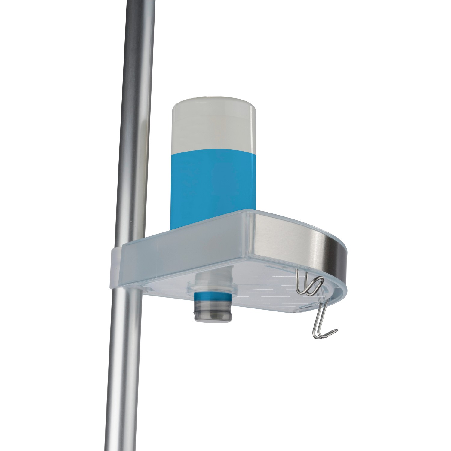 Wenko Teleskop Duschecke Premium mit Ablage und Haken, silberne Stange.