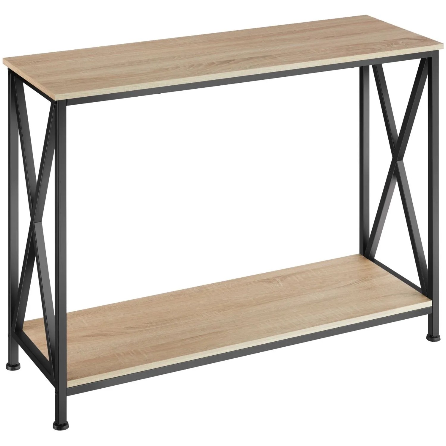 Tectake Konsolentisch Tacoma Industrial Style Holz und Stahl  100 x 35 x 80 50 cm Industrial Holz Hell  Eiche Sonoma