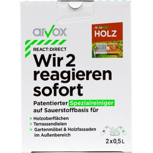 Arvox Pro Reiniger Holz 1 l: Spezialreiniger für Holzoberflächen, Terrassendielen und Gartenmöbel im Außenbereich.