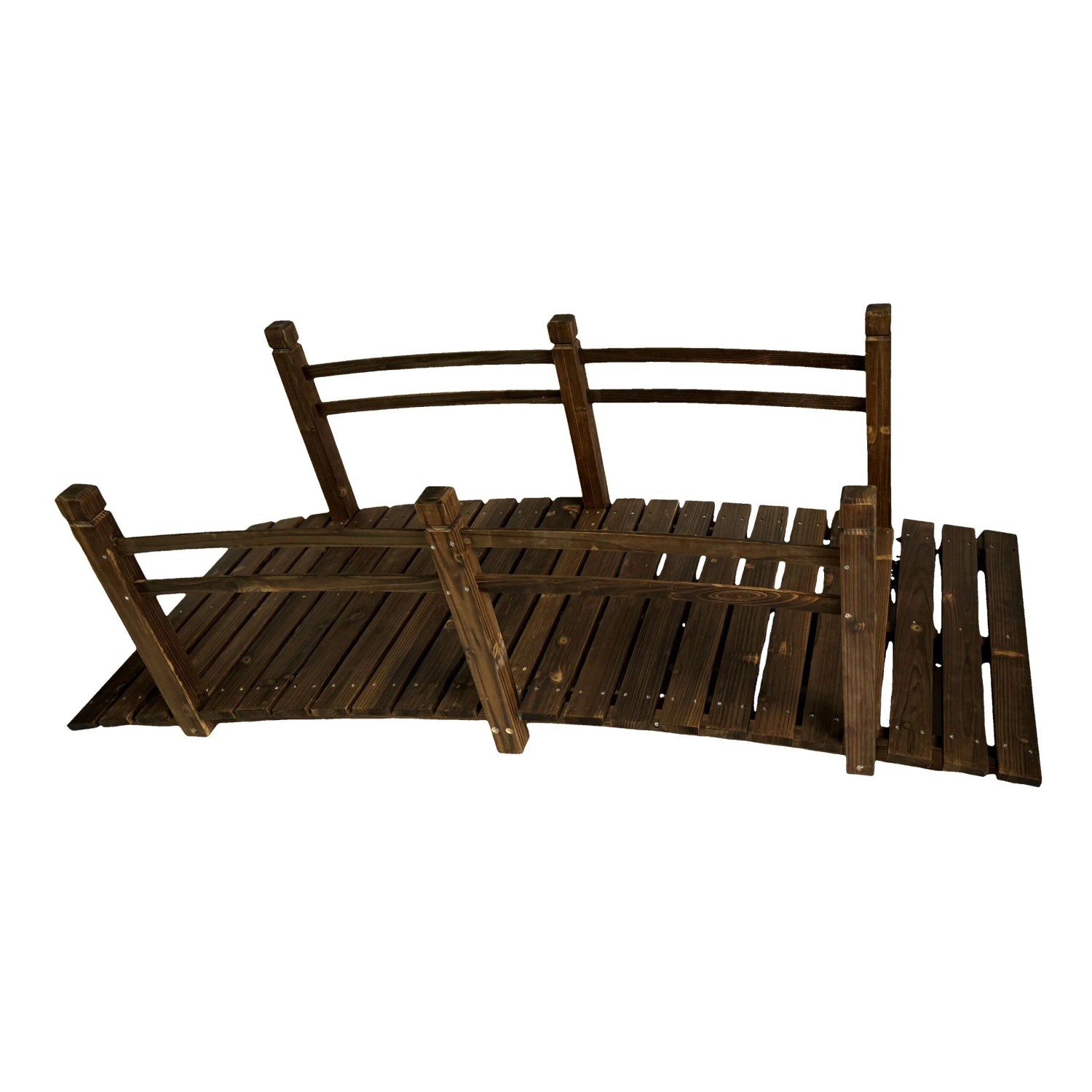 Relaxdays Gartenbrücke Tannenholz Braun Begehbar Wetterfest 58 cm x 185 cm x 72 cm