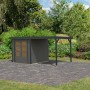 Karibu Gartenhaus Set Ernesto B, terragrau-anthrazit, mit Anbaudach (4,45 m²).