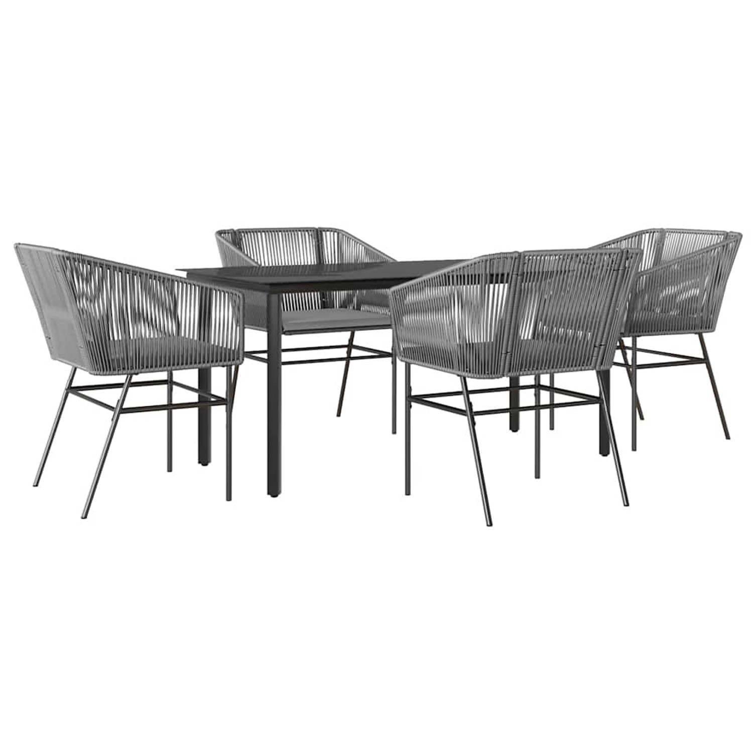 vidaXL 5-Tlg Garten-Essgruppe mit Kissen Grau Poly Rattan Glas 3334628 günstig online kaufen