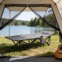 Sekey Feldbett mit Matratze, Campingbett im Grünen mit See im Hintergrund.