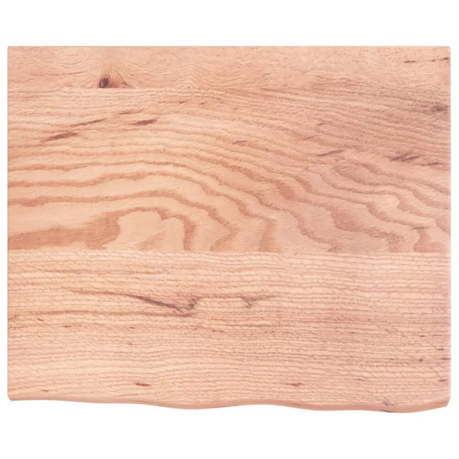 Helle, lackierte Waschtischplatte aus Eichenholz mit Naturkante, 60x50 cm.