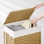 Songmics Wäschesammler Eliott, Natur, mit Deckel und Wäsche. Geflochtener Wäschekorb, 90 Liter.