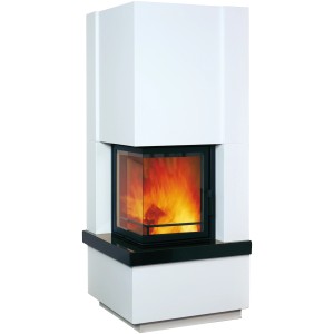 Heller Hark Easy 500 Kaminofen mit Granit in Schwarz, 5 kW Leistung. Zeitbrandofen für Scheitholz.