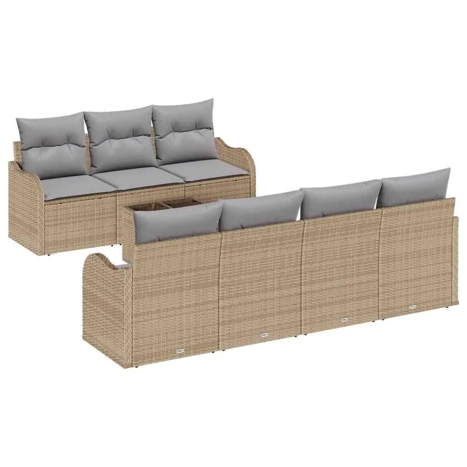 vidaXL Gartensofa-set mit Kissen mit Speicher 8-Tlg Beige und Grau 3354279
