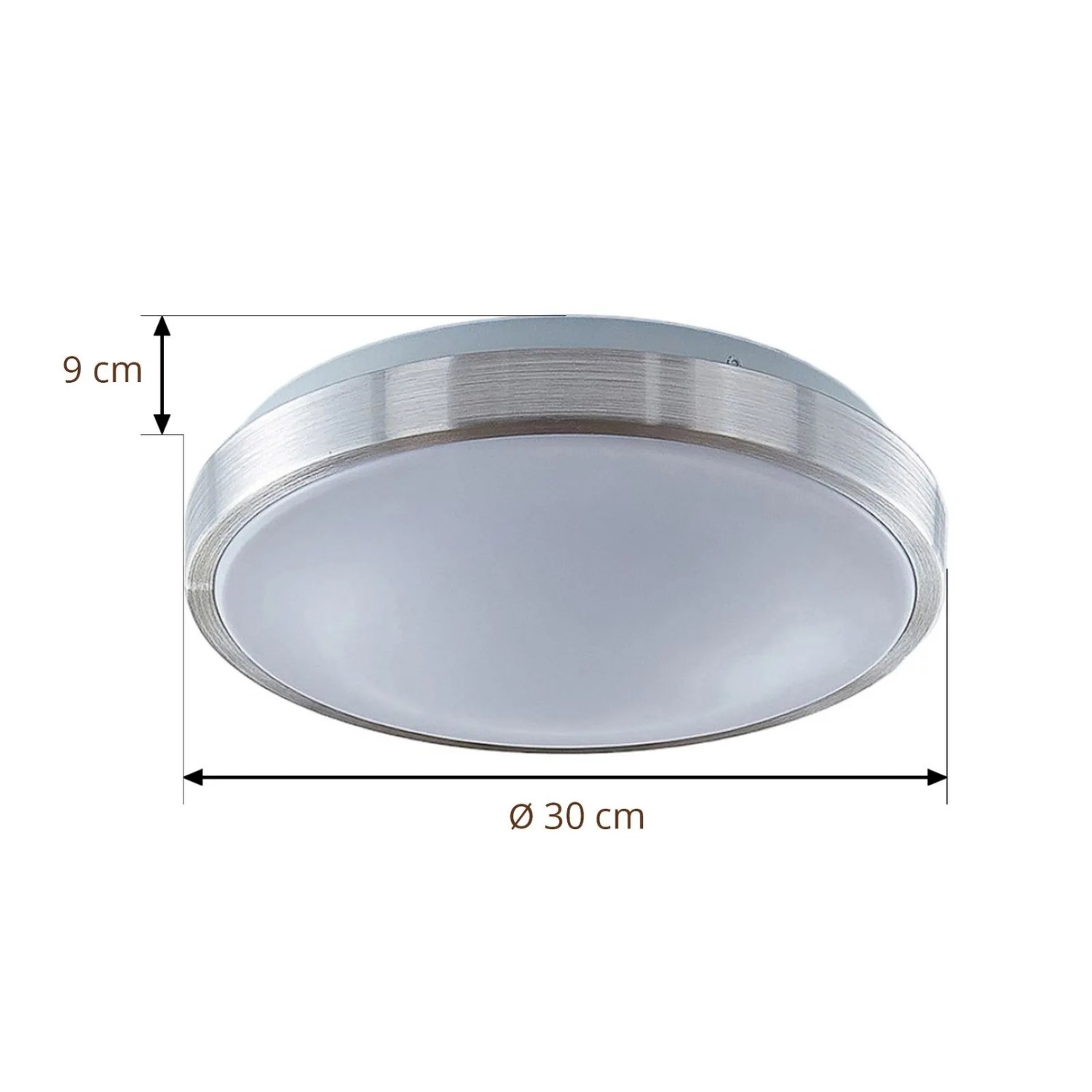 Moderne Lindby LED Deckenleuchte Emelie aus Aluminium, 30 cm Durchmesser, für Wohnzimmer.