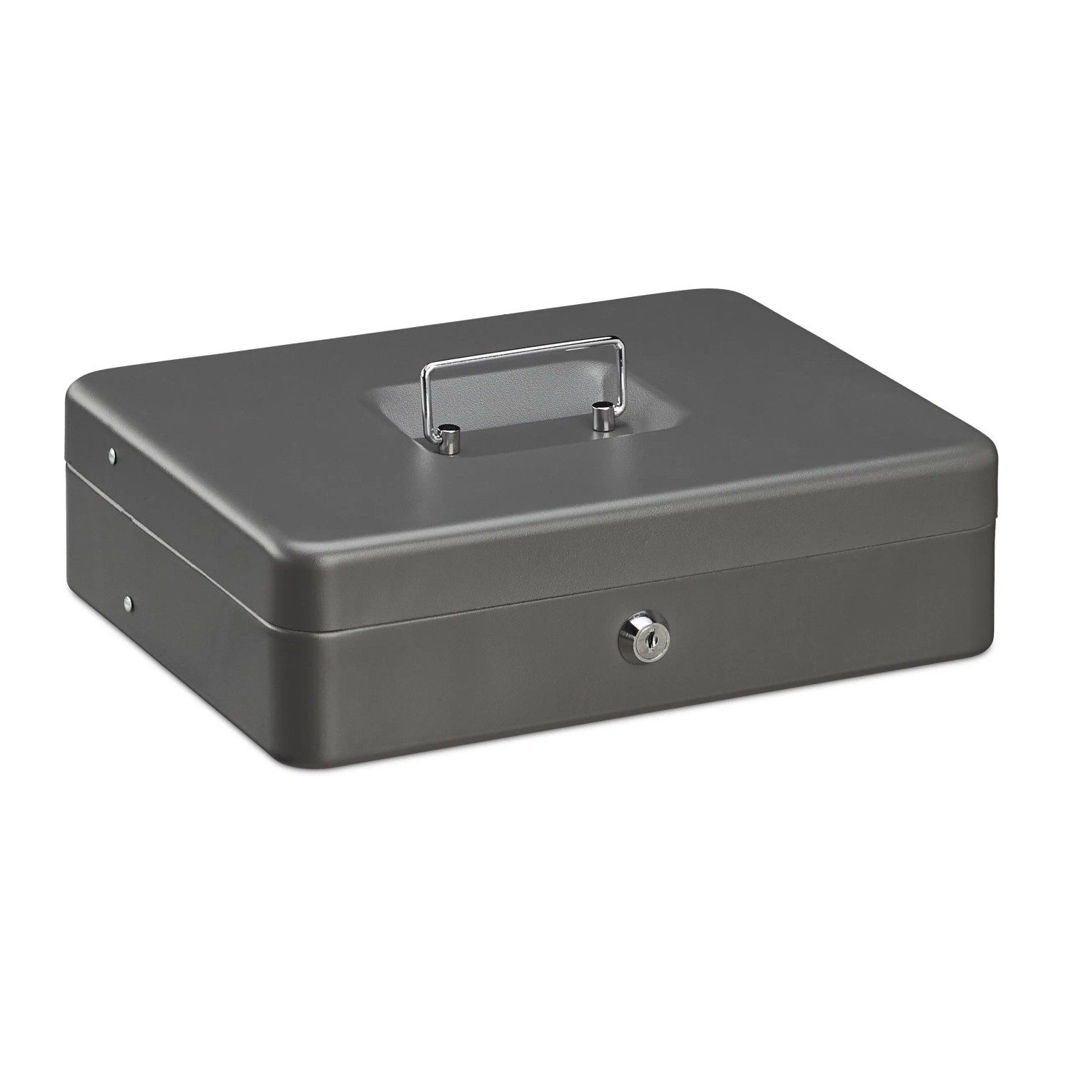 Relaxdays Geldkassette Eisen Grau Abschließbar 8,5 cm x 30,5 cm x 24,5 cm 1,8 kg