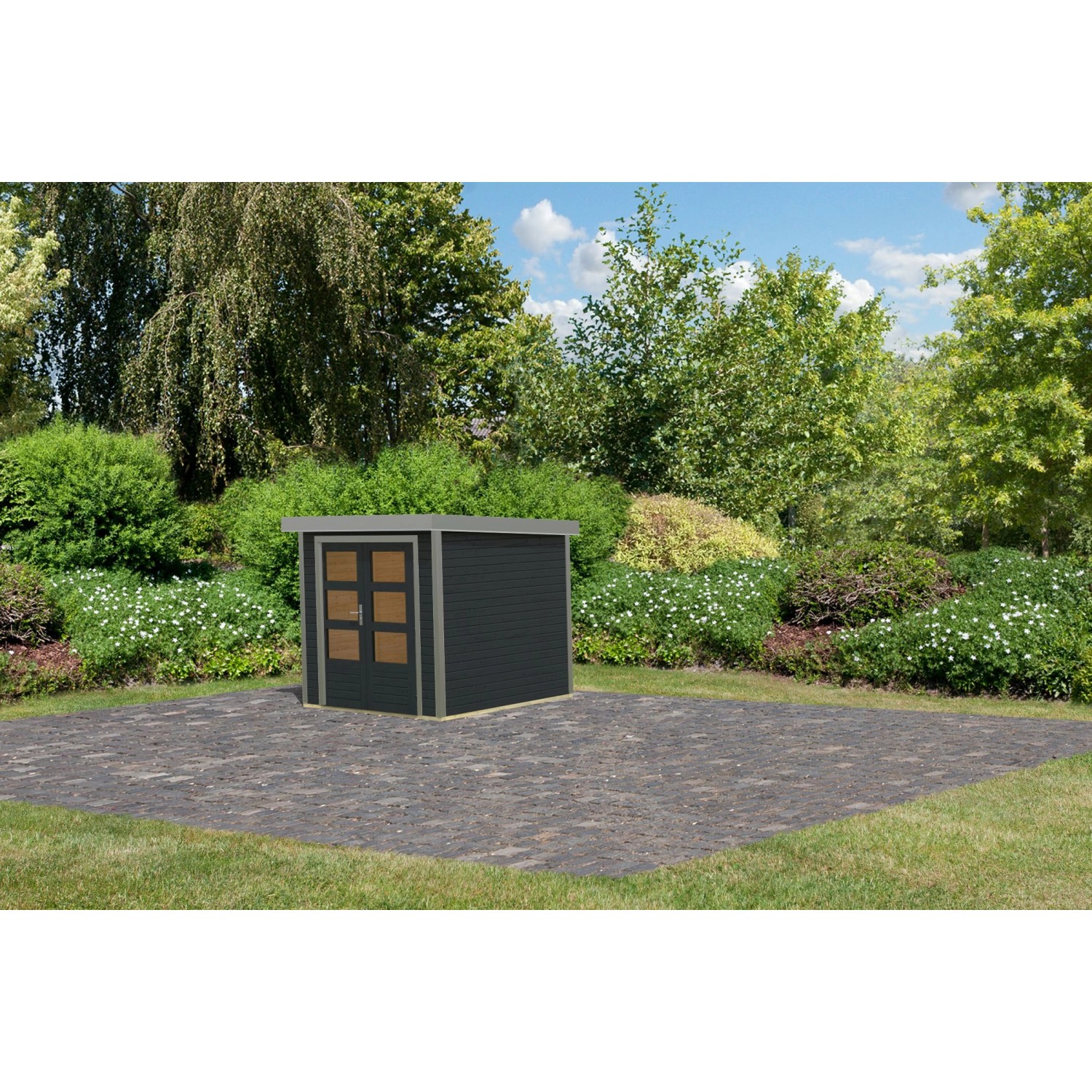 Karibu Gartenhaus Diego C Anthrazit/Graualuminium 208,5 x 209 x 213 cm günstig online kaufen
