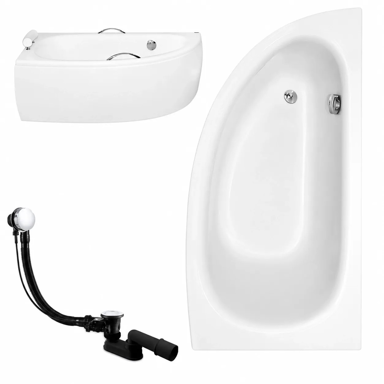 KOLMAN Badewanne Eckwanne 150 x 70 Cm Rechts Mit Acrylschürze Inkl. Ablauf Und Füße