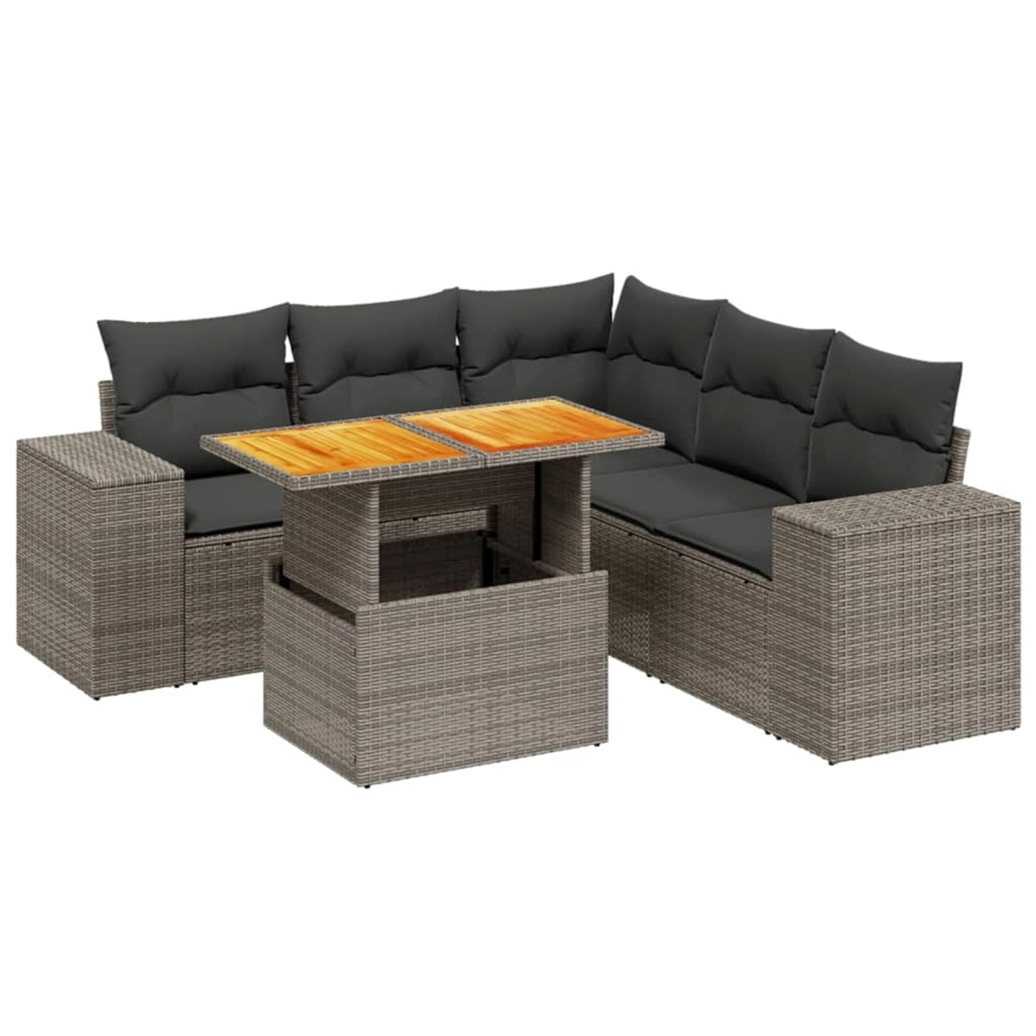 vidaXL 6-Tlg Garten-Sofagarnitur mit Kissen Grau Poly Rattan 3272635 günstig online kaufen