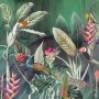 Komar Vlies Fototapete Jungle Chat, 200x250cm, mit Dschungelmotiven, Papagei, Tukan und Pfau.