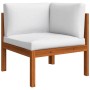 vidaXL Gartenlounge Ecke aus Akazienholz mit cremefarbenen Kissen für Gartenmöbel.