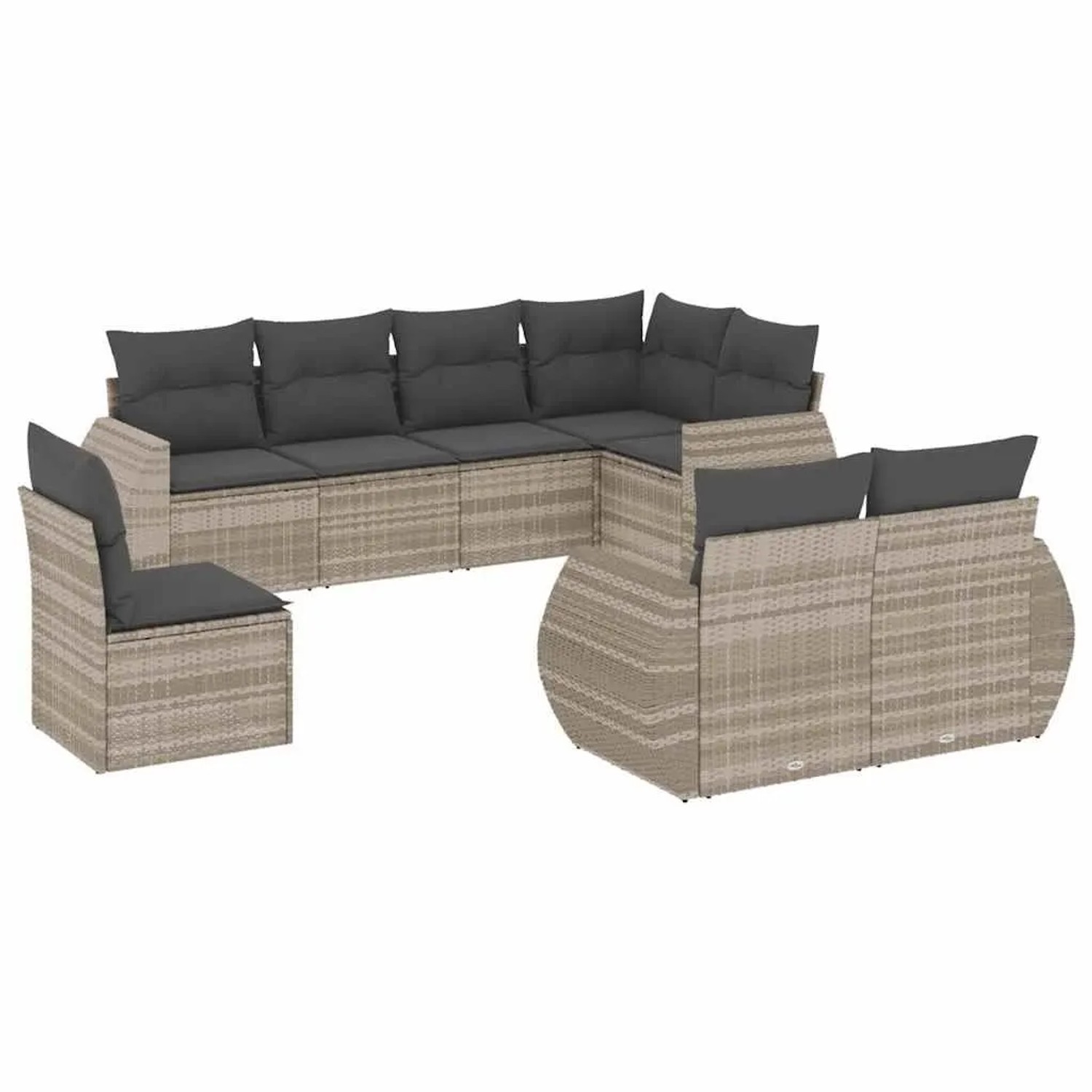 vidaXL 8-Tlg Garten-Sofagarnitur mit Kissen Hellgrau Poly Rattan 3221641 günstig online kaufen