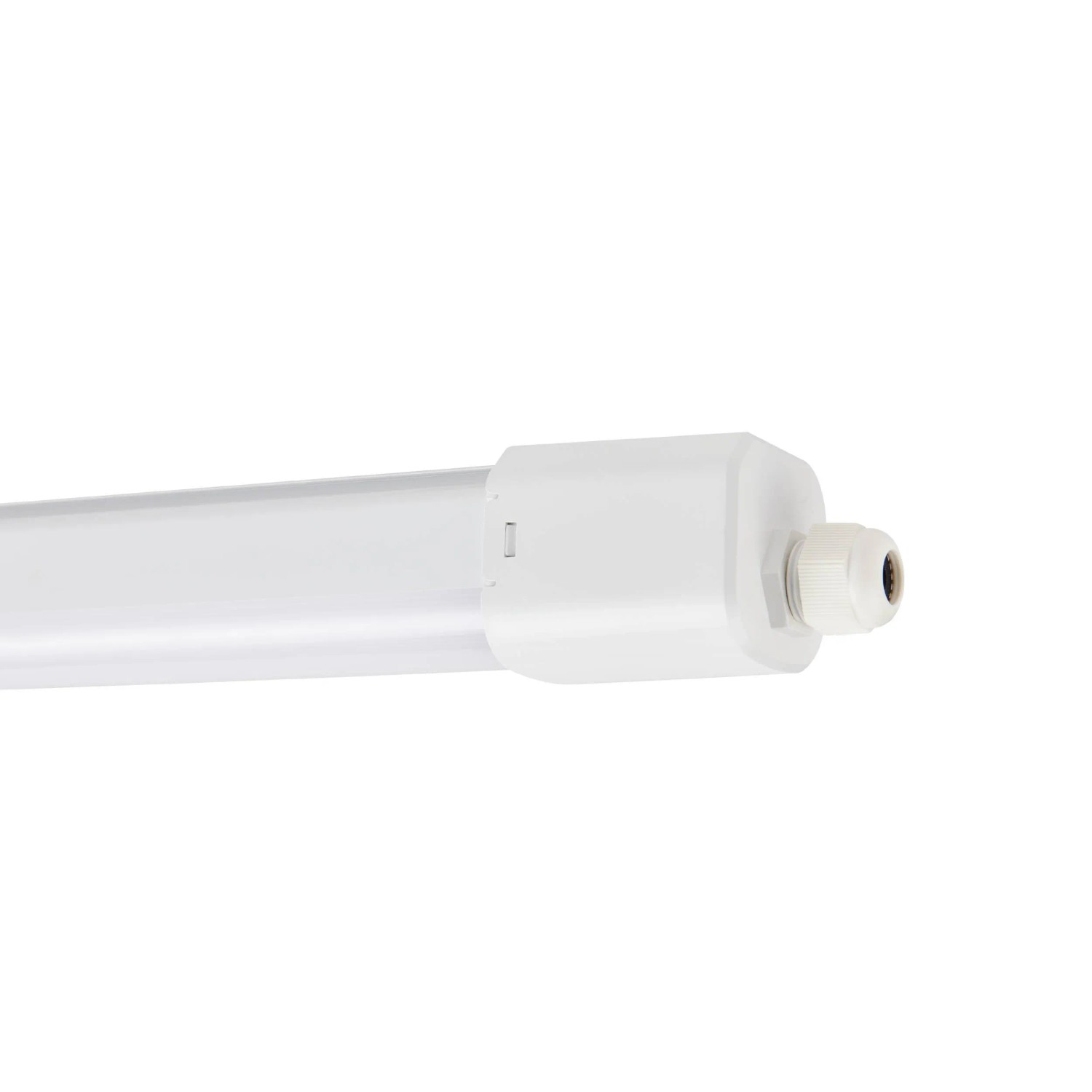 Detailaufnahme: Weiße Eglo LED-Feuchtraumleuchte Slim mit Sensor, 149,5 cm, für Bad & Außen.