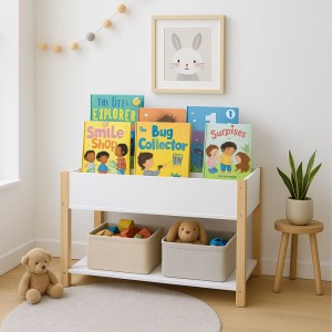 Relaxdays Kinderbücherregal Holzwerkstoff Kiefer Weiß Natur Kindgerecht 44 cm x 80 cm x 40 cm