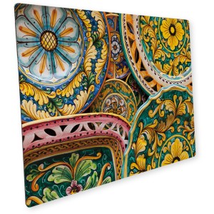 Bunte Myspotti Mini-Spritzschutzplatte Ceramica mit floralem Dekor für die Küche.