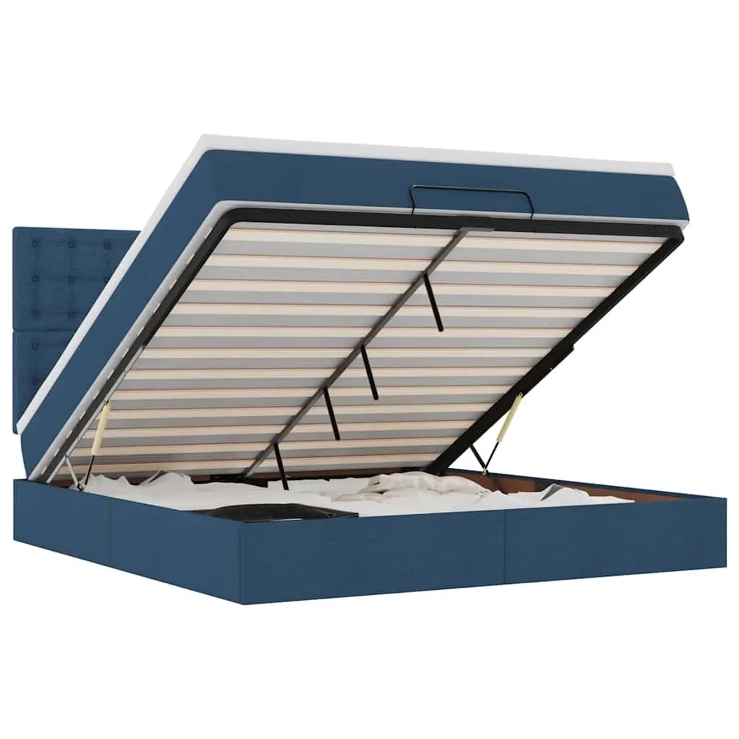 vidaXL Ottoman-Bett mit Matratze Blau 160x200 cm Stoff 3313340