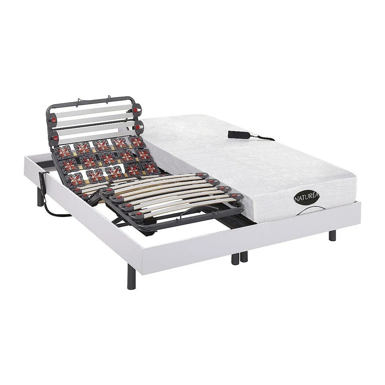 Vente-unique Bett Mit Elektrischem Lattenrost Damysos Weiß 200 cm  71 cm