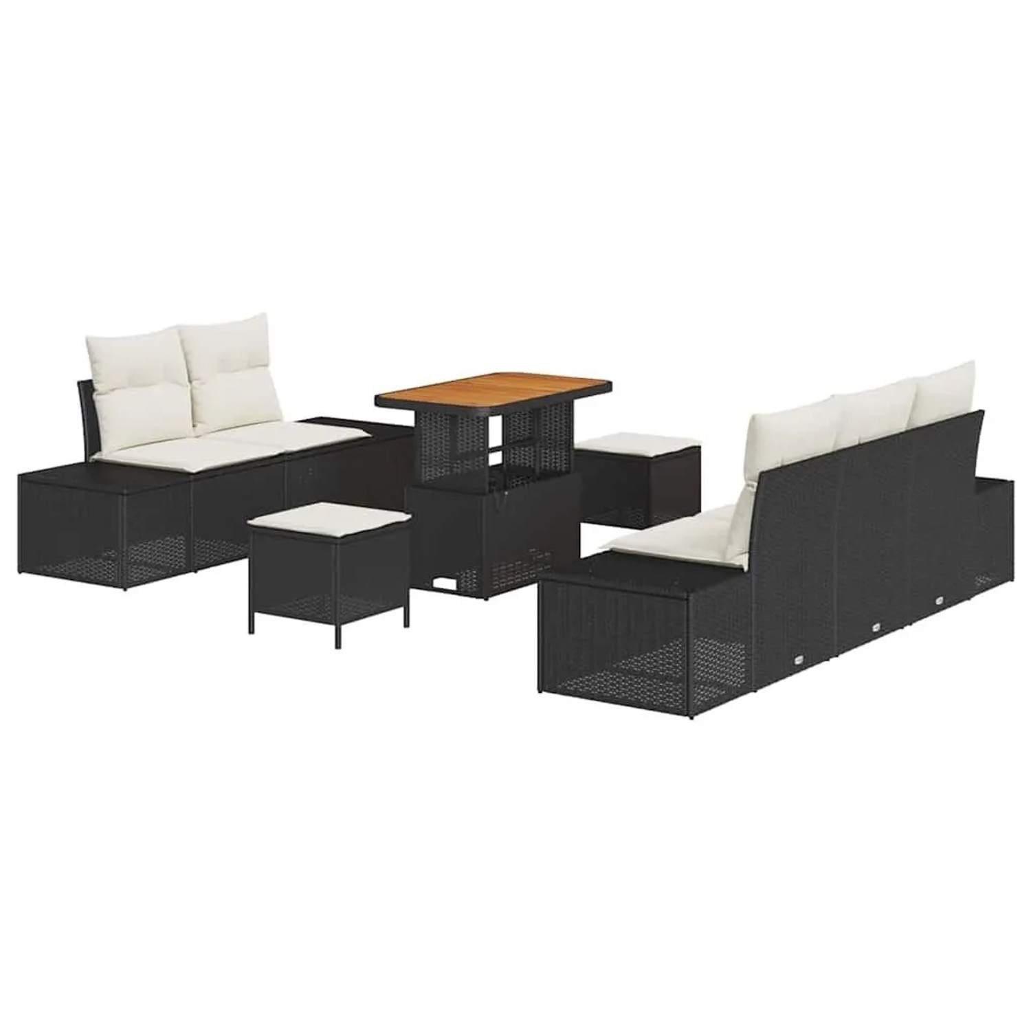 vidaXL Gartensofa-set mit Kissen 8-Tlg Schwarz Poly-Rattan 3364680 günstig online kaufen