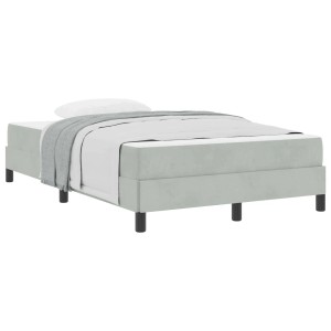 vidaXL Boxspringbett mit Matratze Hellgrau 120 x 220 cm Stoff 3398785