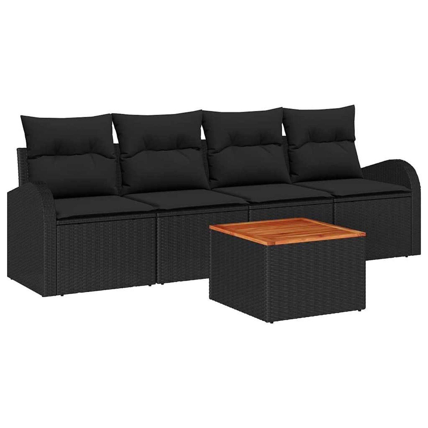 vidaXL Garten-Sofa-Set 5-Tlg Schwarz Poly Rattan 3347513 günstig online kaufen