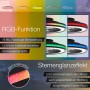 Brilliant LED-Deckenleuchte Palmero schwarz mit Ventilator und RGB-Funktion, verschiedene Lichtfarben.