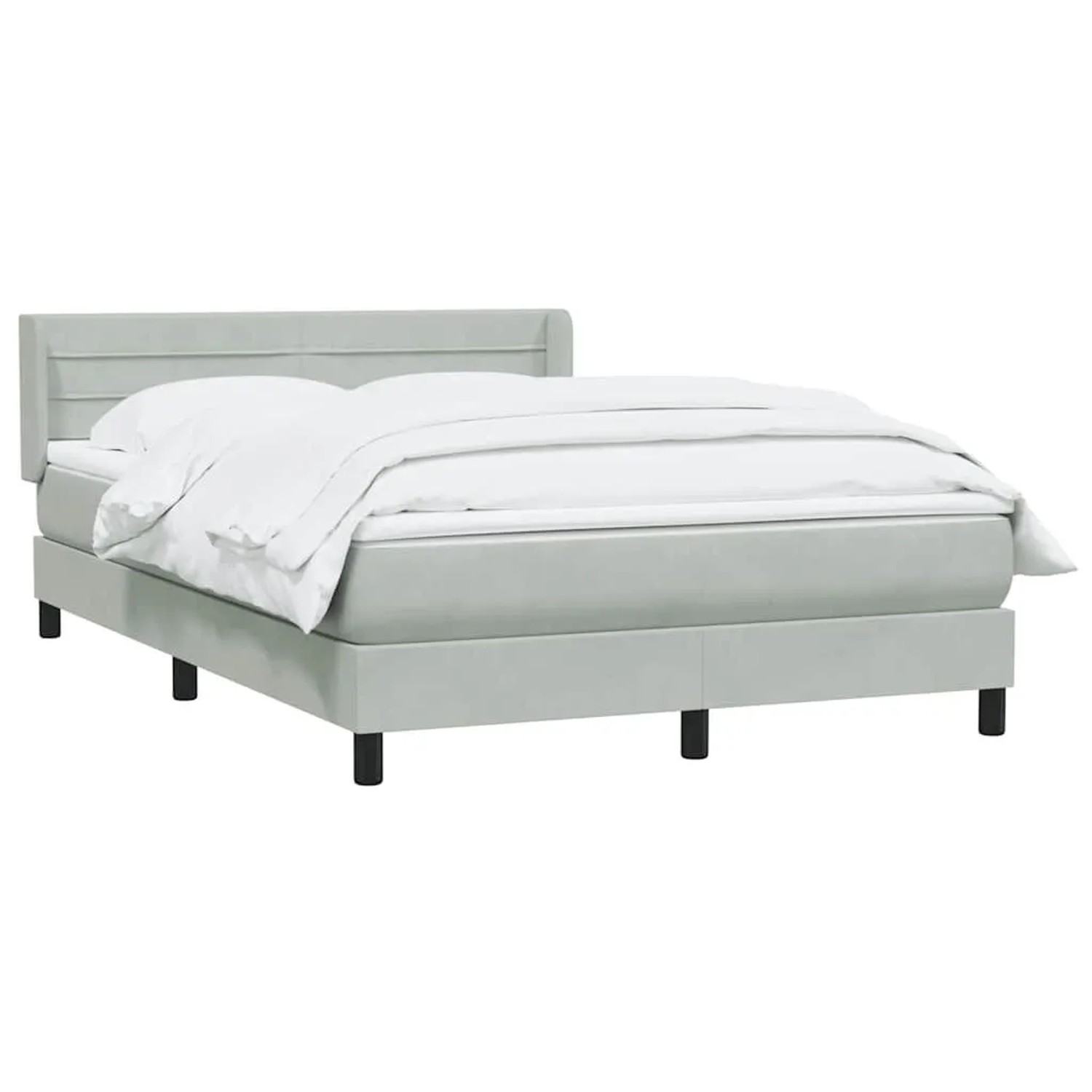vidaXL Boxspringbett mit Matratze Hellgrau 140x210 cm Samt 3318195 günstig online kaufen