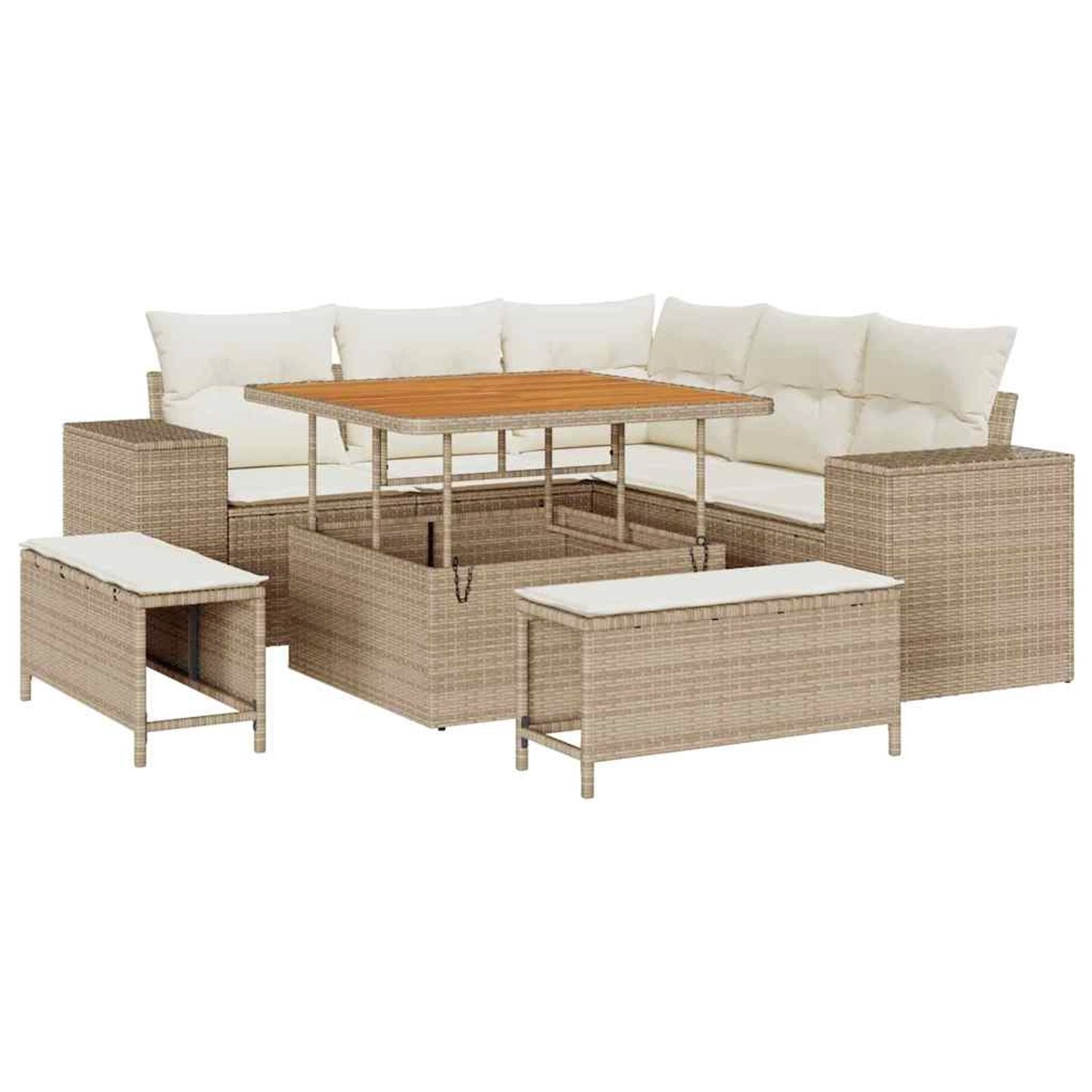 vidaXL Garten-Sofa-Set 8-Tlg Beige Poly Rattan 3361996 günstig online kaufen